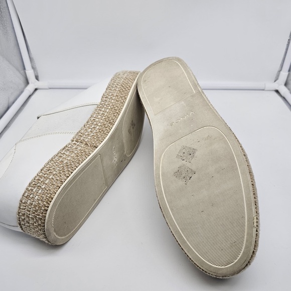 VINCE Wilden White Leather Espadrille Slip-On Flatform Loafers Sneakers sz 40 - Picture 13 of 13